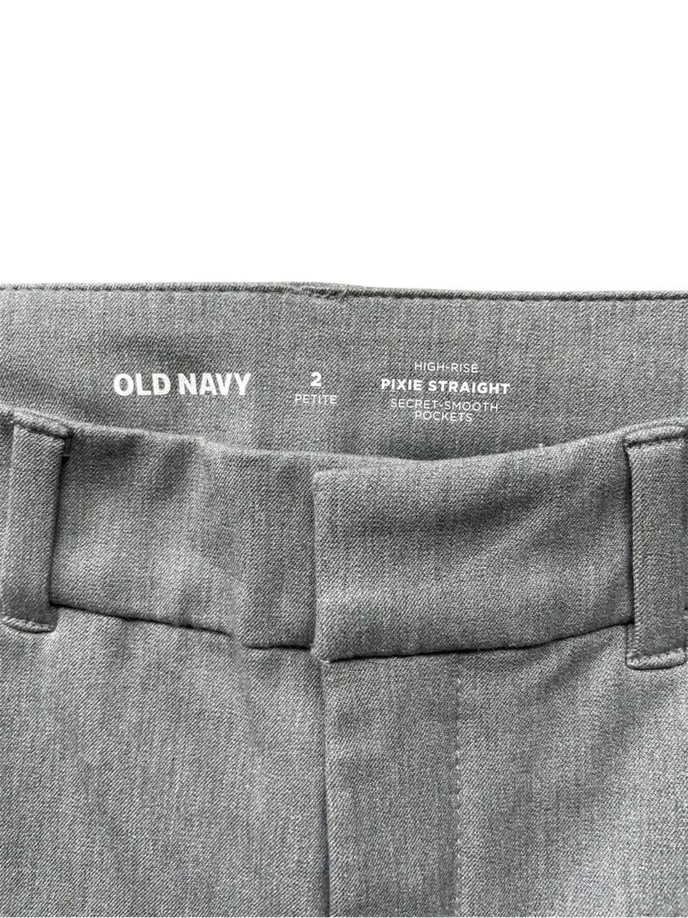 Old Navy Light Gray High Rise Straight Pixie Pants NWT Size 2 Petite - Picture 2 of 7
